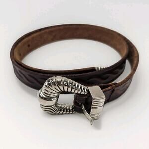 Milor Tooled Leather Belt Cherry Red M/L Western Vintage 1980s Silver Buckle
